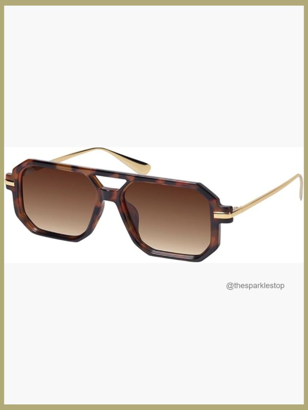 Polarized Aviator Sunglasses with Metal Arms and Octagon Frame